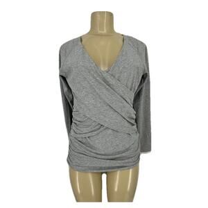 Sundance Vanessa Faux Wrap Long Sleeves Top Women's Size Small Gray Stretch M6v